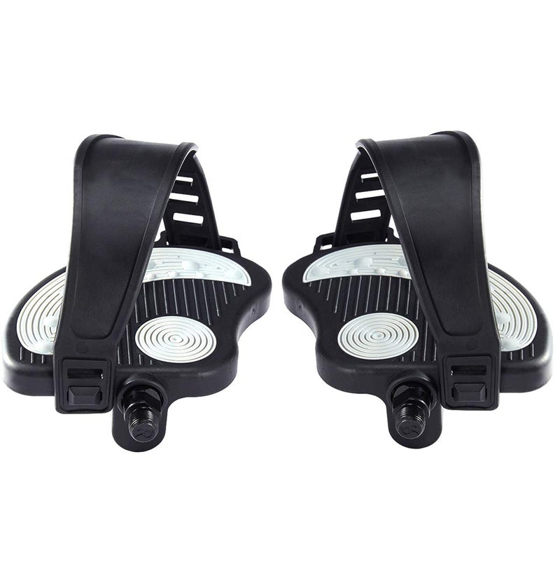 Beyoung Exercise Bike Pedals with Straps, 9/16" Stationary Recumbent Bike Pedals for Indoor Exercycle Bike,Spin Bike,Toe Cages for Peloton Bike, 1 Pair - Image 1